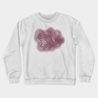 chat avec sac à doc en nuage violet Crewneck Sweatshirt